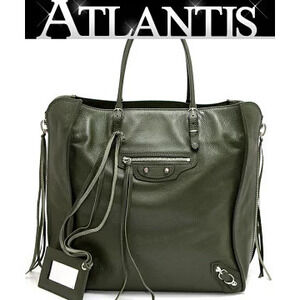 Balenciaga The Paper Tote Bag Leather Green